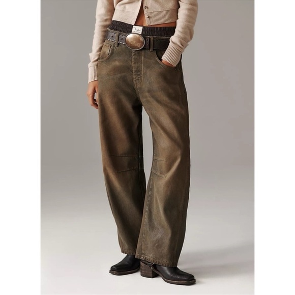 NWT Free People Good Luck Faux Leather Jeans Pants We The Free New Moon 28 - Picture 12 of 14